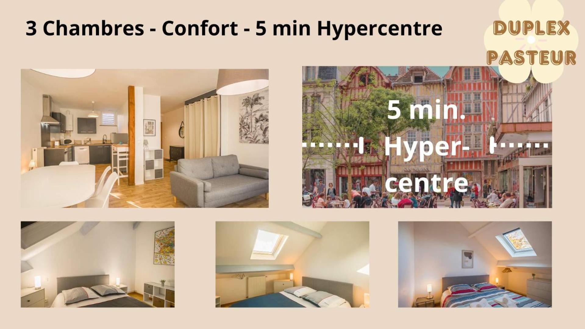 Le Duplex Pasteur - 5 Min Hypercentre - Ideal Groupe - Parking Gratuit ทรัวส์ ภายนอก รูปภาพ